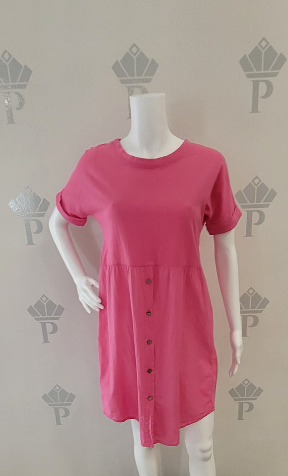 Ambra Pink Button Front Dress