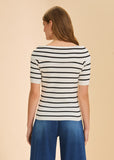 FDJ Boatneck Striped Top