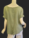 Femme Fatale Back Button Top in Sage