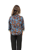 Femme Fatale Button Up Teal Print Blouse
