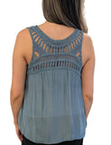 M made in Italy Sleeveless Top w/ Crochet Back
