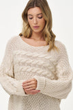 M Made in Italy High Low Cable Knit Sweater