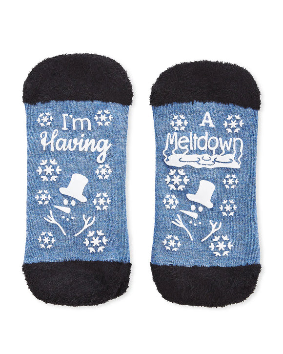 MeMoi Low Cut Non Skid Socks - Snowman Problems