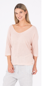 M made in Italy 3/4 sleeve Top in Pink