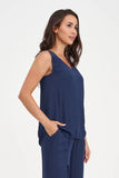M made in Italy Navy Sleeveless Top
