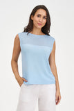 M made in Italy Sleeveless Knit Top in Sky Blue