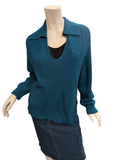 M Made in Italy Teal V-Neck Sweater