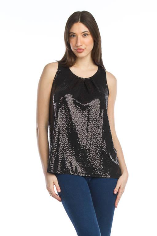 Papillon Sequin Stretch Tank in Black