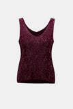 Joseph Ribkoff Metallic Knit Tank w/ Rhinestones in Elderberry