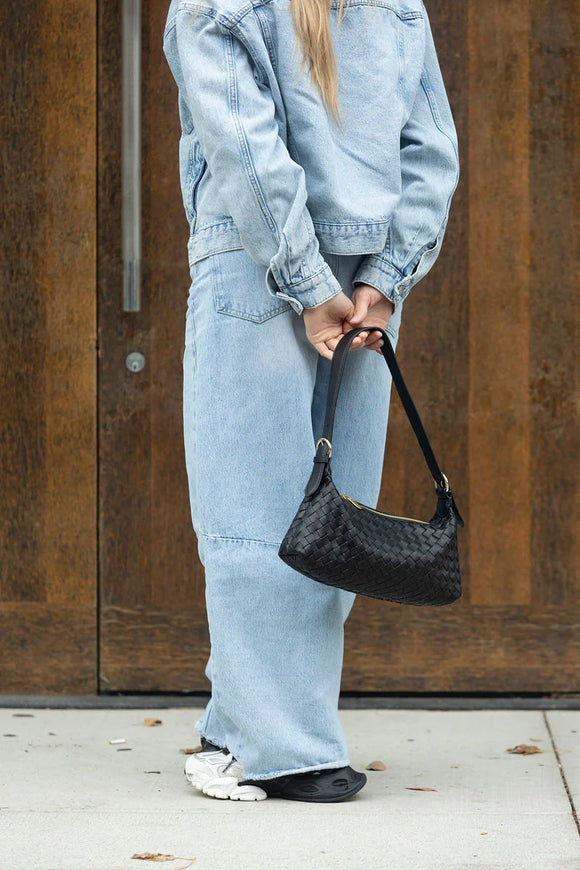 Risa Rhea Hand Woven Shoulder Bag - Black