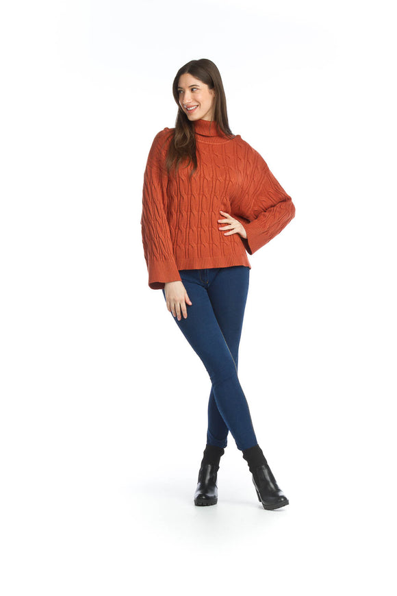Papillon Cable Knit Sweater in Rust