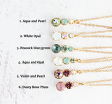 A Pocket of Posies Vintage Glass Necklace Violet and Pearl