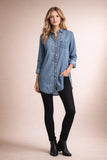 Vintage Long Denim Shirt w/Embroidery