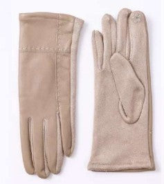 Faux Leather & Suede Gloves
