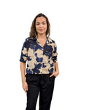 Femme Fatale Button Up Cream Print Blouse