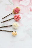 A Pocket of Posies Flower Bobby Pins Pink & Yellow