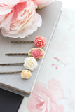 A Pocket of Posies Flower Bobby Pins Pink & Yellow