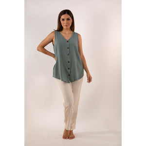Dunes Button Up Top in Tourmaline