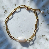 Isla Rae Jewelry Jenna Paperclip Pearl Bracelet