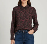 Lois Lynn Hidden Button Top Indigo Print