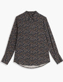Lois Lynn Hidden Button Top Indigo Print