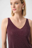 Joseph Ribkoff Metallic Knit Tank w/ Rhinestones in Elderberry