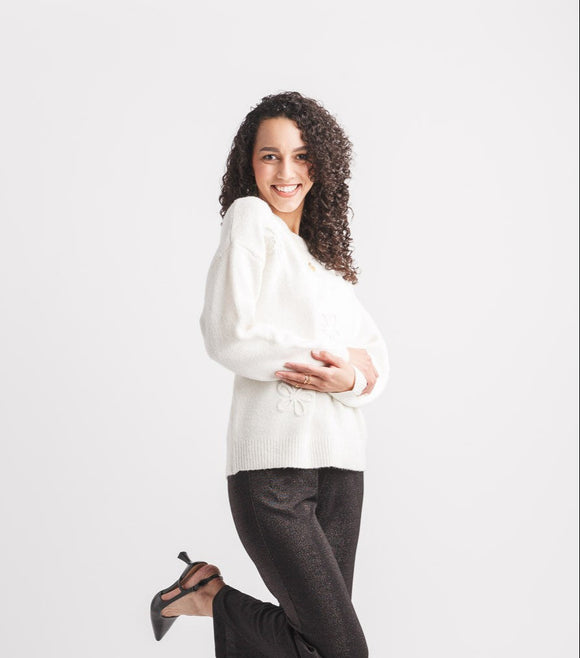 Papillon Cream Daisy Sweater