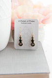 A Pocket of Posies Vintage Glass Earrings Black w/ Pink Rose