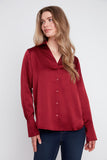 Renuar Waffle Textured Blouse in Cabernet