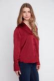 Renuar Waffle Textured Blouse in Cabernet