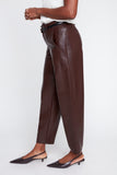 Renuar Pleather Barrell Pant in Tobacco