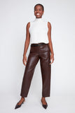 Renuar Pleather Barrell Pant in Tobacco