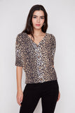 Renuar Leopard Print Button Up Sweater