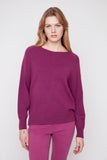 Renuar Heathered Knit Sweater in Fig
