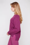 Renuar Heathered Knit Sweater in Fig
