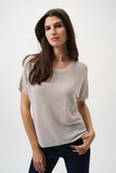 Joseph Ribkoff Knit T-shirt w/ Rhinestones in Moonstone