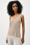 Joseph Ribkoff Metallic Knit Tank w/ Rhinestones in Champage