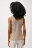 Joseph Ribkoff Metallic Knit Tank w/ Rhinestones in Champage