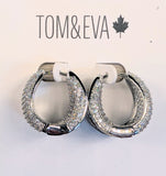 Tom & Eva Silver Hoops w/ Rhinestones