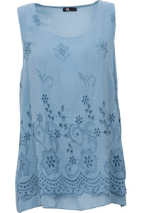 M made in Italy Embroidered Sleeveless Top