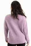 Renuar Knit V-Neck Sweater in Plum